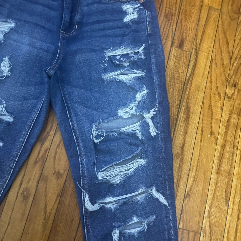 American Eagle Outfitters Women's Ripped Dark Blue Skinny Jeans - Picture 5 of 12
